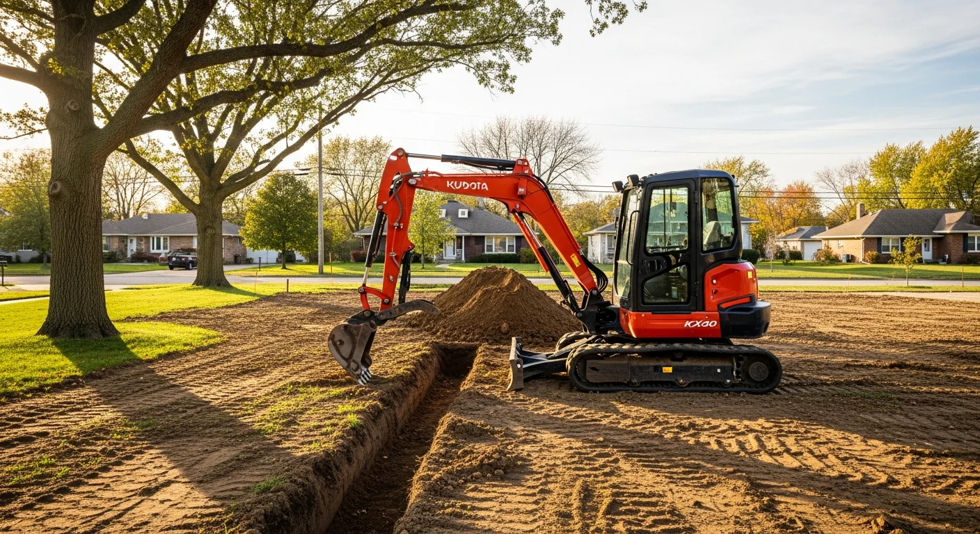 Excavation equipment working on residential property in Hudson, Wisconsin