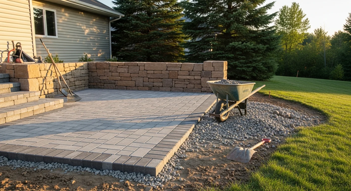 Boulder wall and landscape installation on residential property